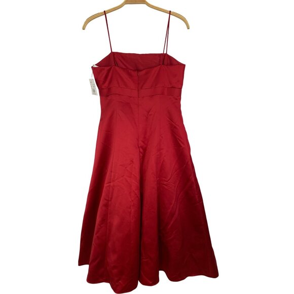 David's Bridal 8585 Red Satin Dress Empire Straps Size 10 NWT RT10301 $110 - Picture 8 of 10